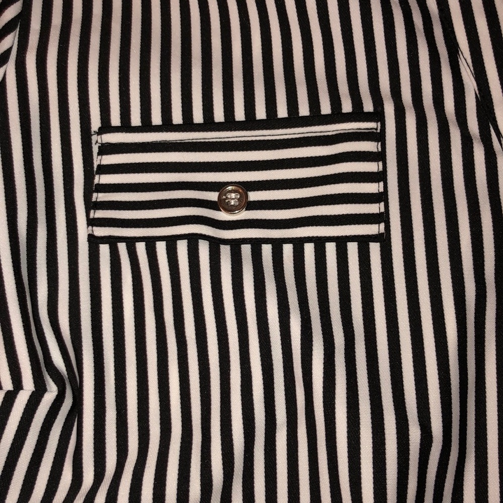 Black & White Striped Button Down Dress - Picture 4 of 8